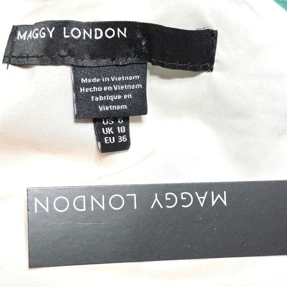 Maggy‎ London Floral Tropical Belted One-Shoulder Maxi Dress Size 6 New - Picture 11 of 13